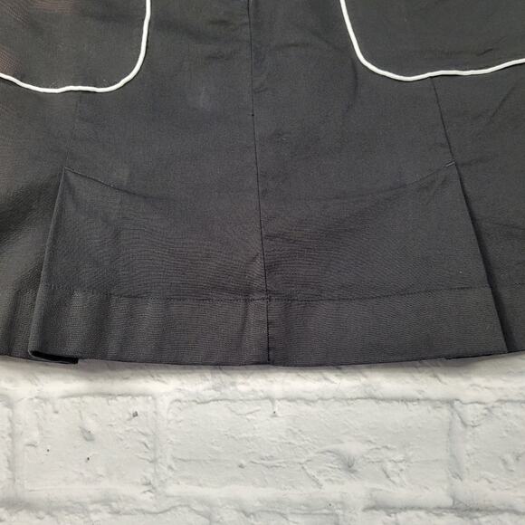 Loft Black Pleated Skirt with White Piping size 8 - Picture 5 of 8